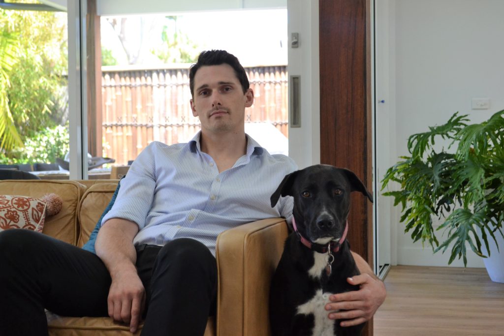 Mitchell a north sydney psychologist and his dog Remy